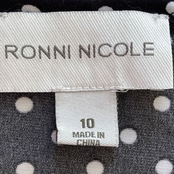 Ronni Nicole Women's Polka Dots Front Tie Short Sleeve Mini  Dress Black Size 10 - Picture 7 of 8